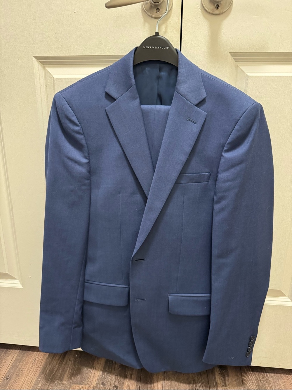 Calvin Klein Slim Fit Solid Blue Men's Two-Piece Suit